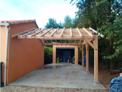 ABRI 2 PENTES accolé 3 m x 4 m 