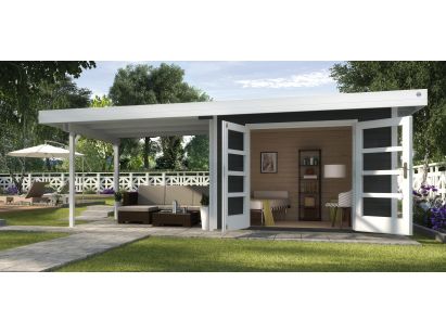 ABRI de JARDIN Design Toit Plat avec Auvent 